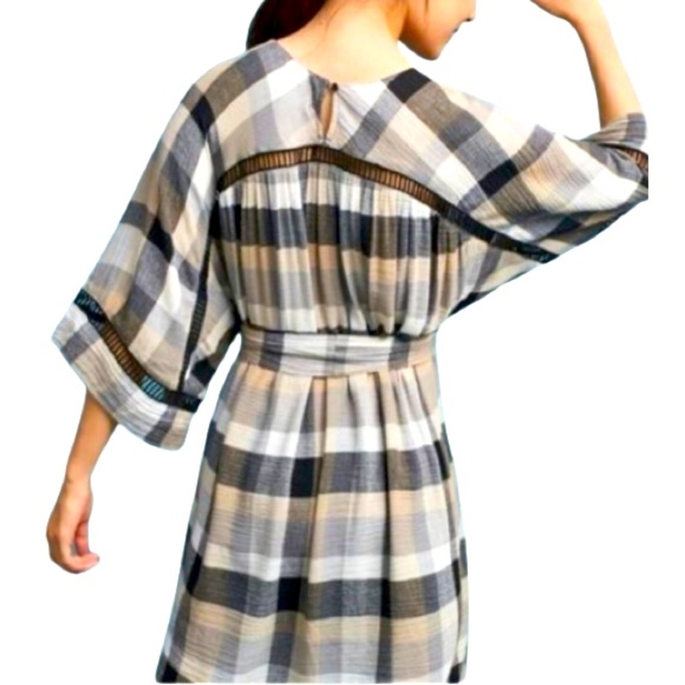 Anthropologie Maeve Plaid Kimono Tunic Dress Size S EUC - Picture 2 of 6